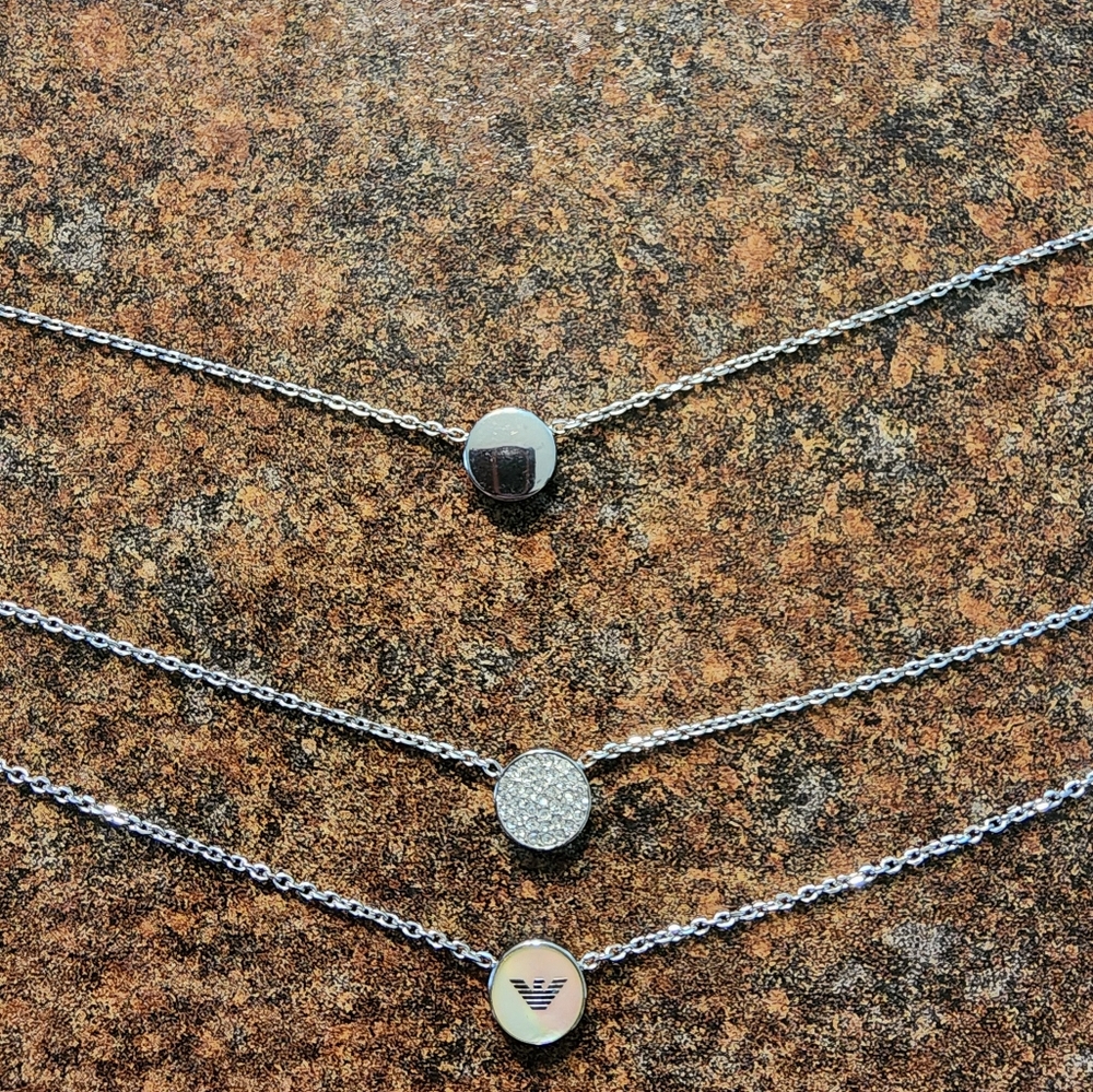 EMPORIO ARMANI brand Silver Tripled Layered Necklace